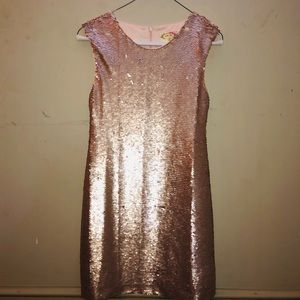 Rose gold, sequin-flip dress. Children’s size 10
